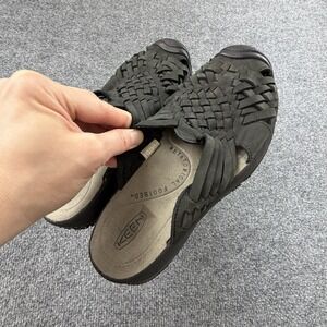 KEEN Black Woven Leather Clogs Slides US 6 EU 36‎ Comfort Casual
